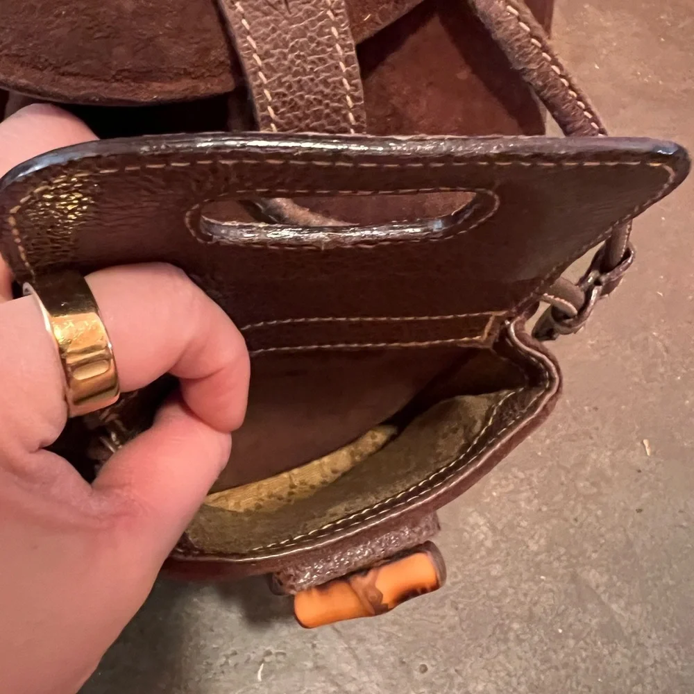 Gucci Vintage Brown Suede Leather Backpack - Picture 7 of 8